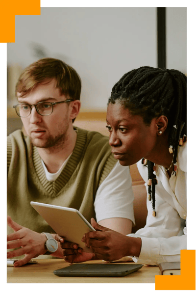 Project Manager and QA Engineer discussing a project's details