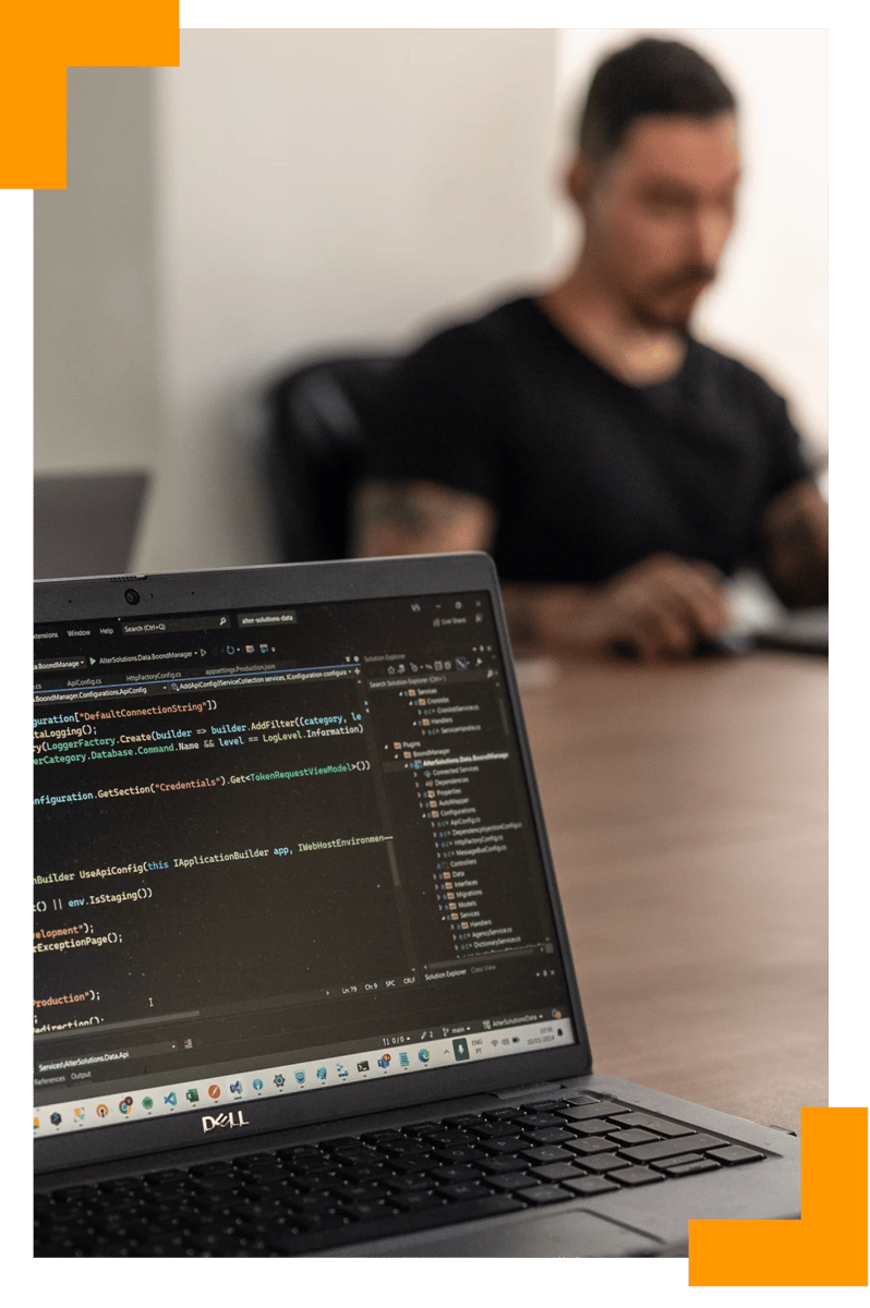 Software developer working on an application for a client's project