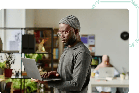 Software Developer reviewing code for a new feature