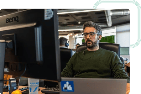act digital pentester working at the office