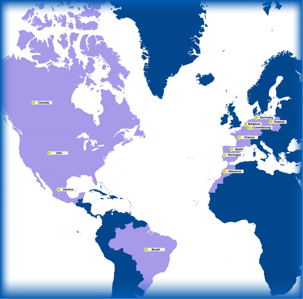 world map showing the different countries where act digital is present