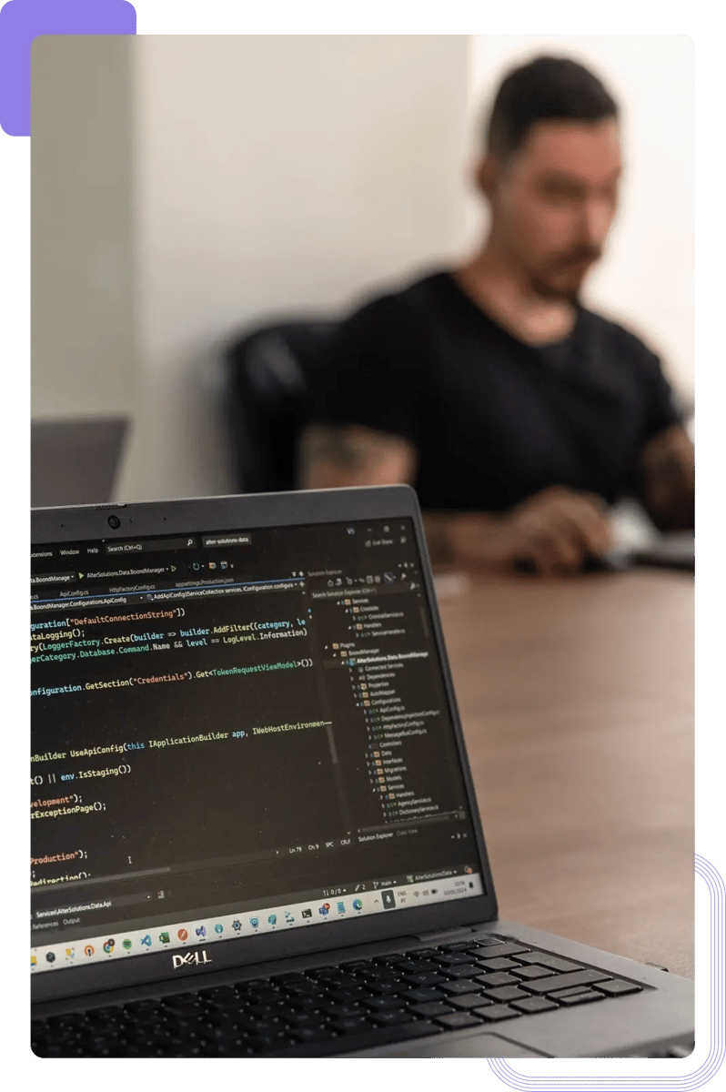 Software developer working on an application for a client's project
