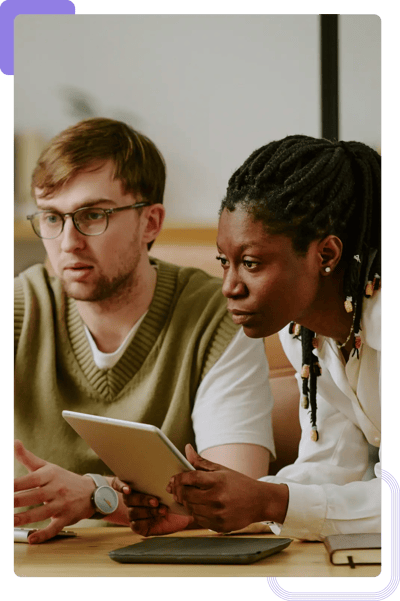 Project Manager and QA Engineer discussing a project's details