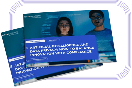 Cover of the whitepaper Artificial Intelligence and Data Privacy: how to balance innovation with compliance