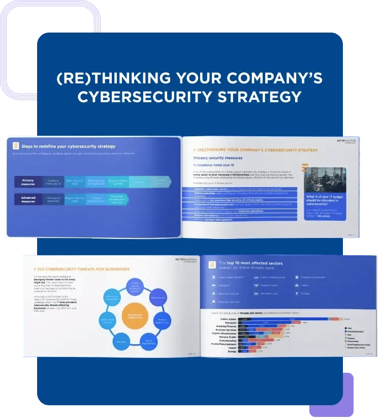 Inside pages of the whitepaper (Re)thinking your company's cybersecurity strategy